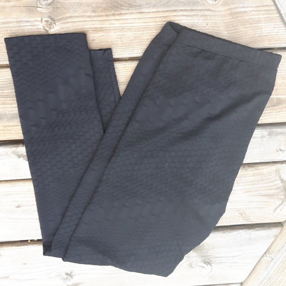 Textured Black Devoted Lounge Pants L Honey Comb